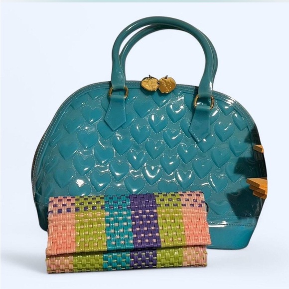 Betsey Johnson/Luv Betsey Handbags - Betsey Johnson Quilted Heart Jelly Dome Satchel Lip Shaped Zipper Purse Handbag